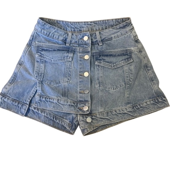 SHEIN Pants - SHEIN Blue Button-Up Jean Skort